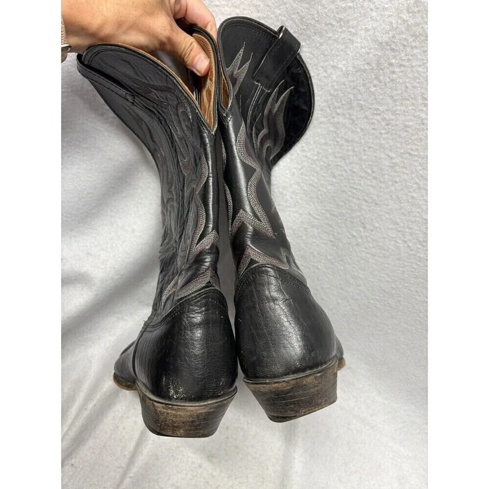 Nocona Boots Mens 12 D Black Lizard Leather Pull On Western Cowboy Rodeo USA VTG - Picture 4 of 7